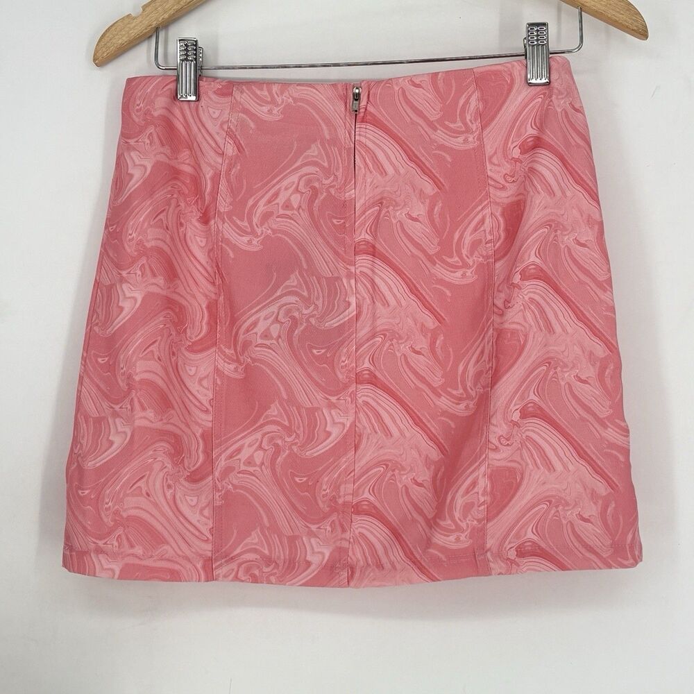 Lelis Women's Pink Abstract Print  Mini Skirt Short Size Small